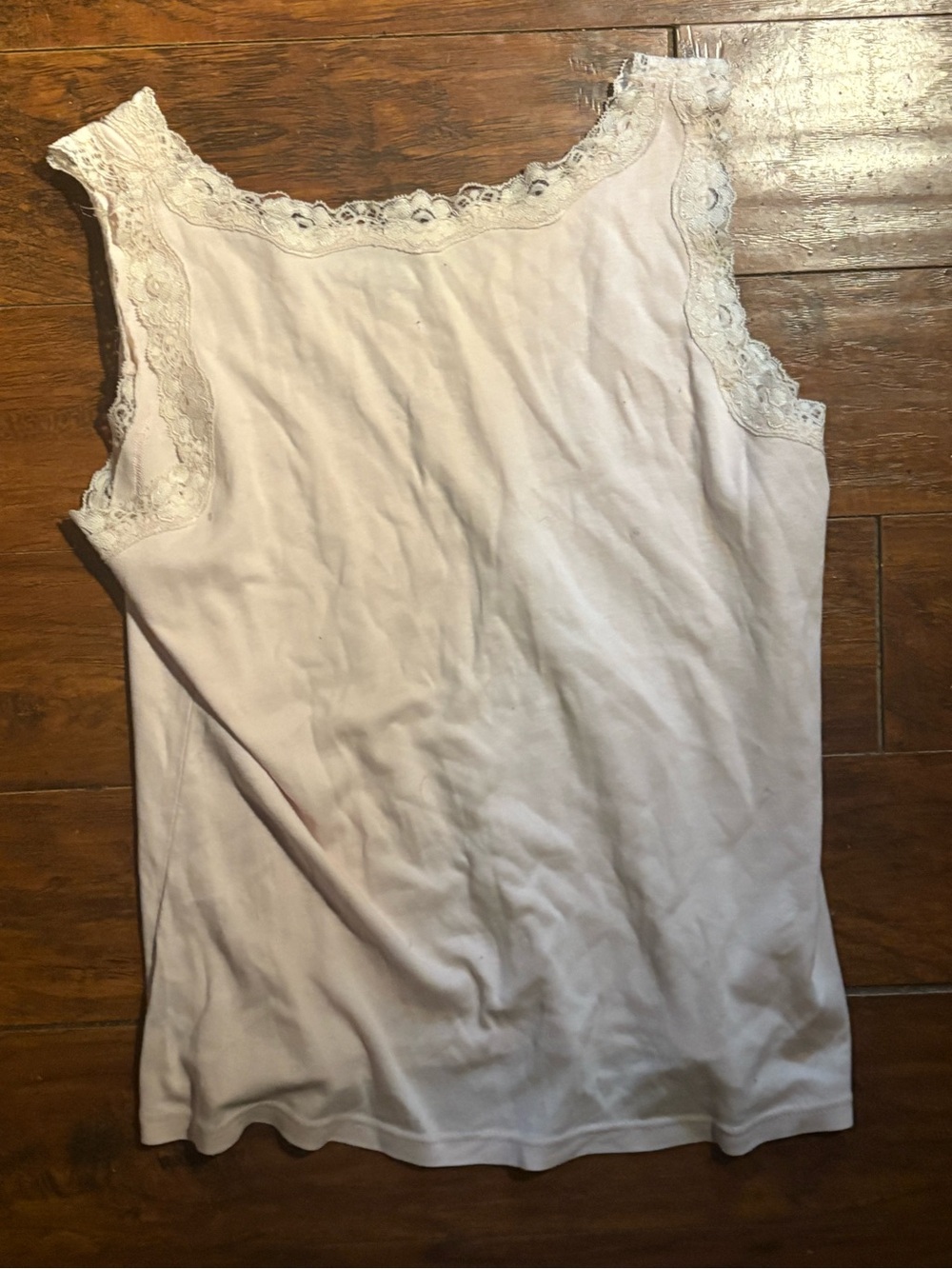 Lace Trim Sleeveless Tank Top in Light Pink